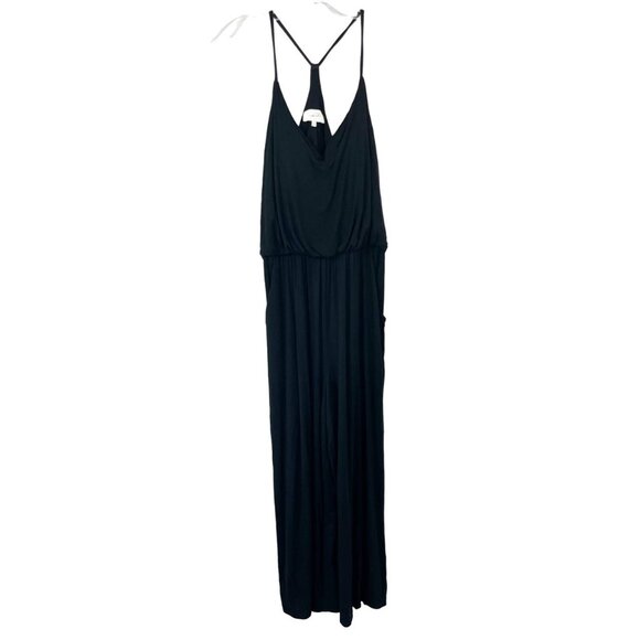 Soma Pants - Soma Wknd Black Jersey Knit Jumpsuit Wide Leg Racerback Lounge - Size Large